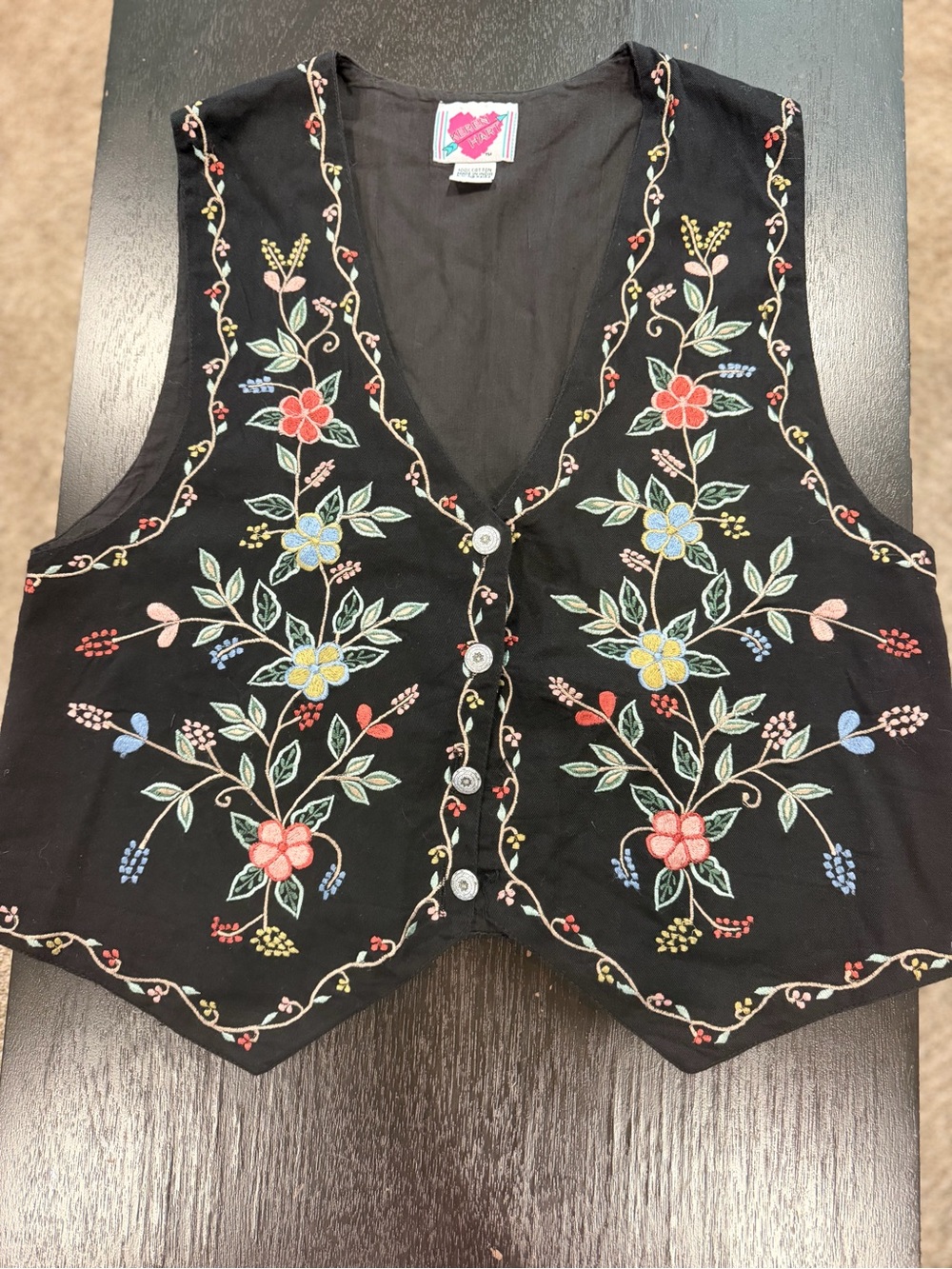 Vintage Floral Black Women's Vest